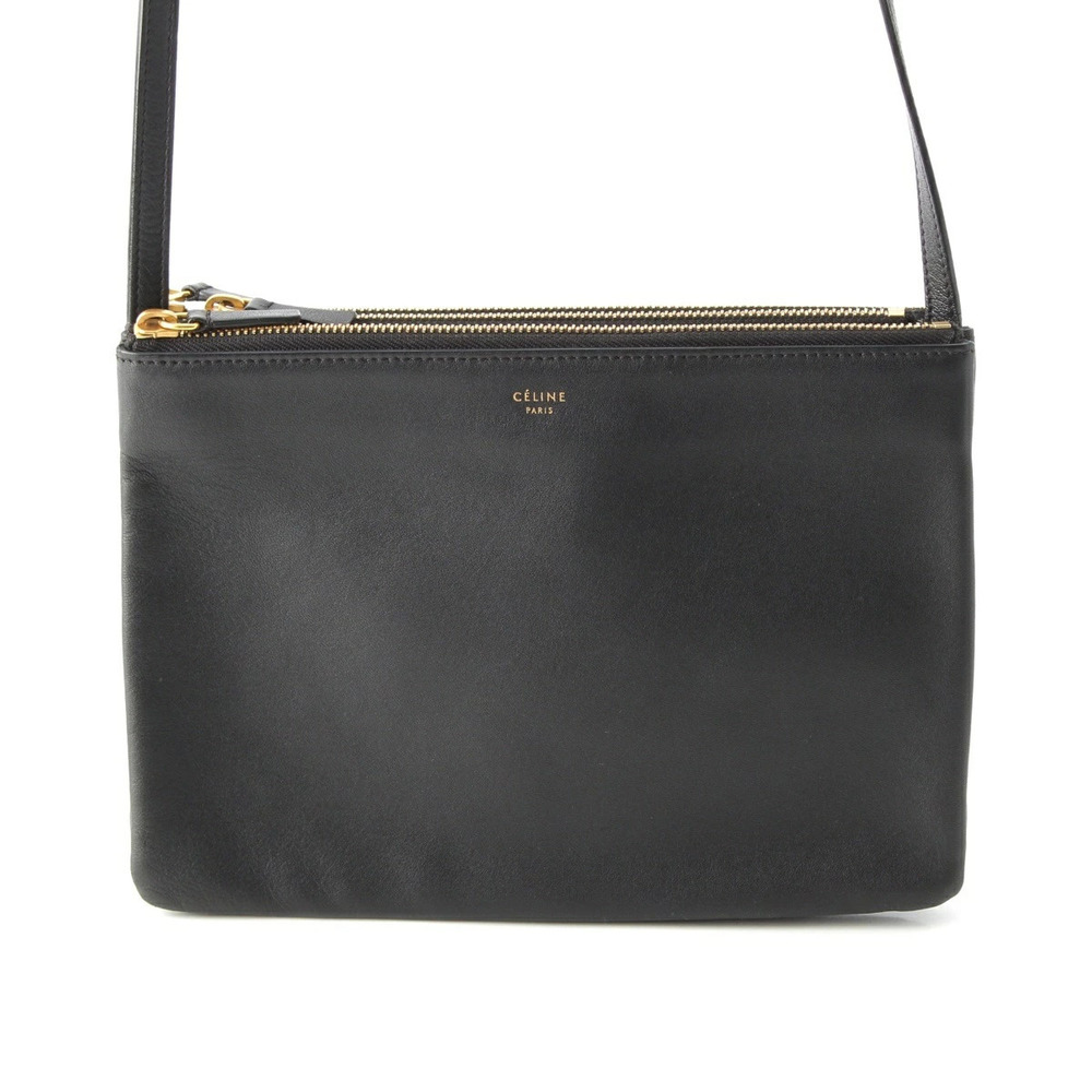 Celine Trio Leather Shoulder Bag Black